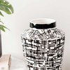 33cm Black and White Ceramic Vase - LH