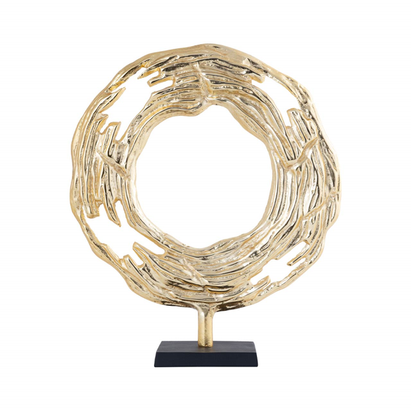 39cm Gold Round Metal Sculpture - LH