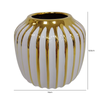 12.5cm White and Gold Pleated Ceramic Vase - LH