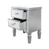 Vista 2 Drawer Silver Wood And Mirror Bedside Cabinet - C.M