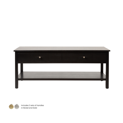 Lindon Black 2 Drawer Coffee Table - LH