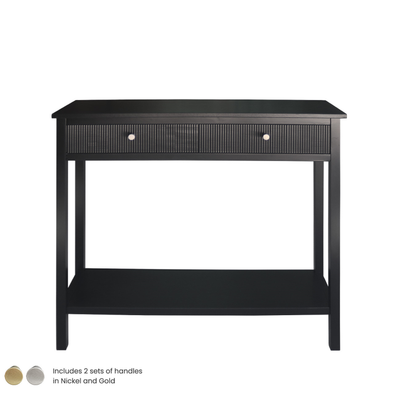 Lindon Black Wood 2 Drawer Console Table - LH