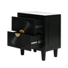 Elon 2 Drawer Bedside Cabinet Black with Clear Mirror - C.M