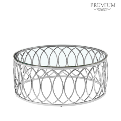 Willow Chrome Metal and Glass Coffee Table- LH