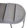 Grey Linen Tufted Bench with Matte Silver Legs - L.H