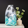 Large Clear and Blue Ocean Design Handmade Glass Vase - LH