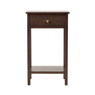 Lindon Walnut Brown 1 Drawer End Table with Gold Handles - C.M