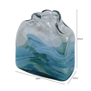 Medium Clear and Blue Ocean Design Handmade Glass Vase - LH