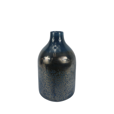 Medium Dark Blue Handmade Decorative Glass Bud Vase - LH