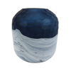 18.5cm Dark Blue and White Handmade Glass Vase - LH