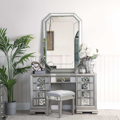 Lucca Mirror Grey 9 Drawer Dressing Table - C.M