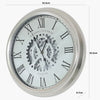 Round 52.5cm Silver Gears Wall Clock with Roman Numerals-C.M