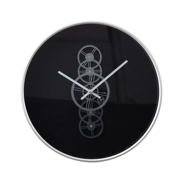46cm Black and Silver Gears Wall Clock-C.M