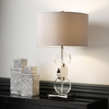 66cm Chrome Table Lamp Dark Grey Faux Silk Shade - LH