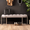 Grey Linen Tufted Bench with Matte Silver Legs - L.H