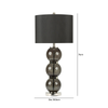 71cm Clear Black Glass Table Lamp with Black Faux Silk Shade - LH