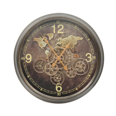 62cm Coffee Brown Gears Wall Clock -C.M