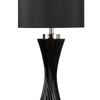 78cm Black Twist Table Lamp with Black Faux Silk Shade - LH