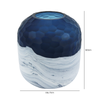 18.5cm Dark Blue and White Handmade Glass Vase - LH