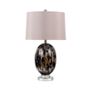 67.3cm Ribbed Black and Gold Table Lamp with Taupe Shade - LH