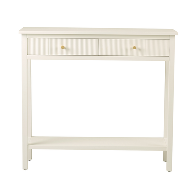 Lindon 2 Drawer Console Table White with Gold Handles - LH