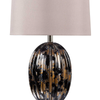 67.3cm Ribbed Black and Gold Table Lamp with Taupe Shade - LH