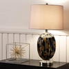 67.3cm Ribbed Black and Gold Table Lamp with Taupe Shade - LH