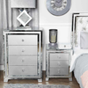 Grey Manhattan Mirror 3 Drawer Bedside Cabinet - C.M