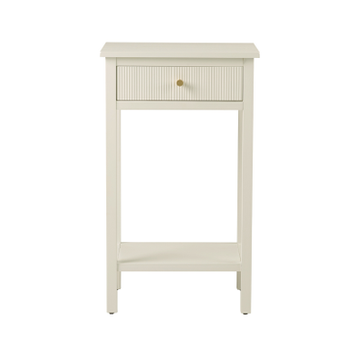 Lindon 1 Drawer End Table White with Gold Handles - C.M