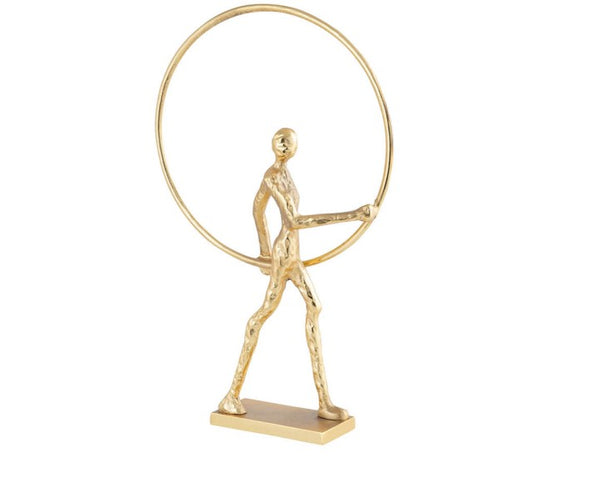 54cm Man with Ring Gold Metal Sculpture - LH