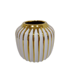 12.5cm White and Gold Pleated Ceramic Vase - LH