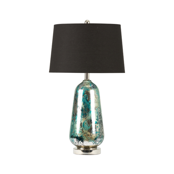 72.4cm Blue and Silver Glass Table Lamp with Black - LH