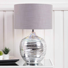 47cm Silver Glass Table Lamp With Grey Shade - LH