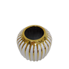 12.5cm White and Gold Pleated Ceramic Vase - LH