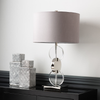 66cm Chrome Table Lamp Dark Grey Faux Silk Shade - LH