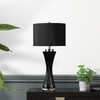 78cm Black Twist Table Lamp with Black Faux Silk Shade - LH