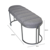 Grey Linen Tufted Bench with Matte Silver Legs - L.H