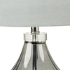 73.5cm Clear Black Glass Table Lamp with Grey Faux Silk Shade - LH