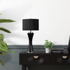 78cm Black Twist Table Lamp with Black Faux Silk Shade - LH