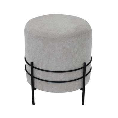 Grey Linen Ottoman with Black Legs - LH