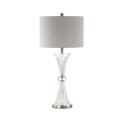 81.5cm Crystal Table Lamp with Grey Linen Shade - LH