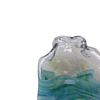 Medium Clear and Blue Ocean Design Handmade Glass Vase - LH