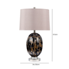 67.3cm Ribbed Black and Gold Table Lamp with Taupe Shade - LH