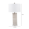 72.4cm Grey Stripe Table Lamp with White Linen Shade - LH