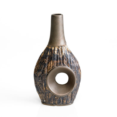 Brown Wood Grain Loop-Holed Vase
