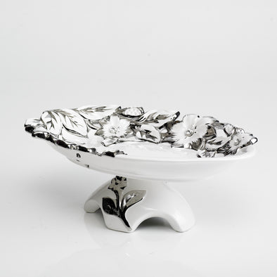 Majestic White Silver Diamond Designed Tray Stand