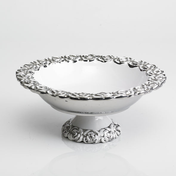 Modern White Silver Rosette Bowl Stand (Large)