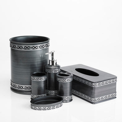 Silver Designed Modern Charcoal Bathroom Accessory Set Of 6