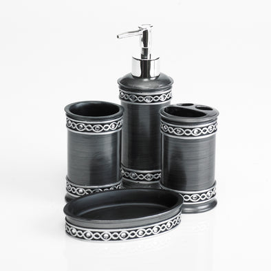 Silver Designed Modern Charcoal Bathroom Accessory Set Of 4