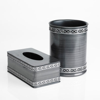 Silver Designed Modern Charcoal Bathroom Accessory Set Of  2